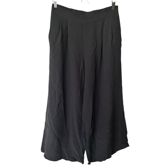 Eileen Fisher S Tencel Blend Crepe Wide Leg Pants Culotte Pull On Gray Logenlook - Picture 1 of 8